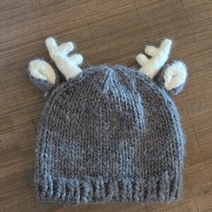 Cozy Kids' Knit Hat with Antler Design